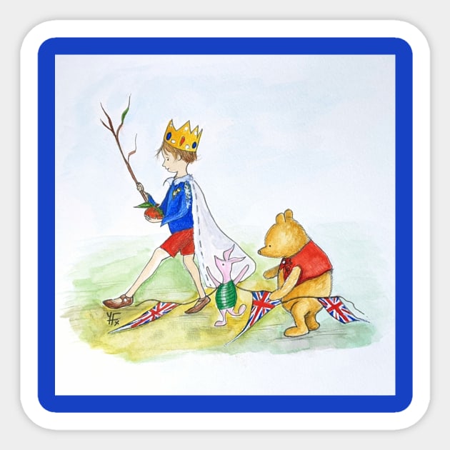 Winnie The Pooh Coronation Day Sticker by Yvonne Flannery